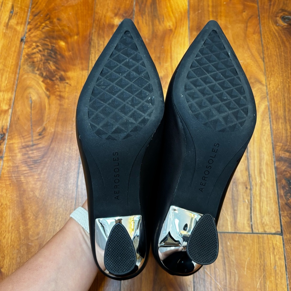 NEW Aerosoles Jama Pointed Toe Mule Black Leather 8 - Picture 9 of 11